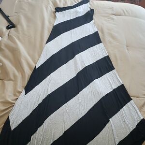 Black and White Striped Women's Maxi Dress